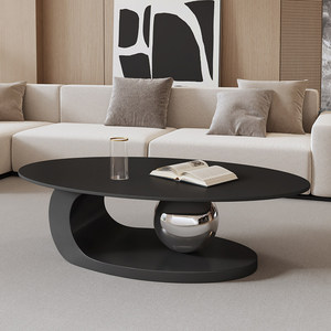 Nordic-style Quartz-stone Coffee <b>Table</b> for Living Rooms <b>Small</b> Homes Modern Minimalist Design Italian Cream-tone Aesthetics - Product Image 5