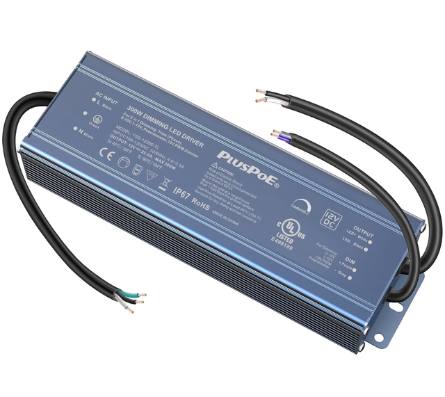 300W 12V LED Driver Triac 0-10V PWM Dimmable IP67 Waterproof AC 100-130V Input for Outdoor Lighting
