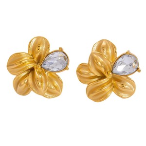 Stainless Steel Hoop Earrings 18K Gold Plated U Shape <b>Moon</b> Design For Women Fashion Stud Earrings - Product Image 5