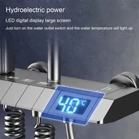 Ensemble complet de douche numérique LED en laiton gris pour salle de bain, système de douche de baignoire, robinet thermostatique pressurisé chaud/froid effet pluie