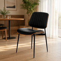 Chaise de salle à manger moderne en fer, chaise design minimaliste avec dossier en cuir courbé pour café, maison, salle à manger, bureau
