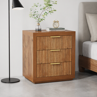 Table de chevet moderne en bois massif DU'S, meuble de chambre simple et discret à trois tiroirs de grande capacité, prix abordable