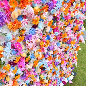 Mur de fleurs artificielles personnalisé, roses, pivoines et tournesols artificiels, décoration pour mariages, décorations extérieures et intérieures - Product Image 4