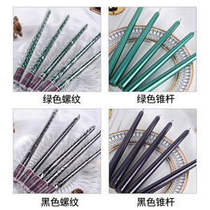 Color Spiral Electroplated <b>Taper</b> <b>Candles</b> 12 Pieces Pack Romantic Household Western Dining Wedding Atmosphere Decor Wax <b>Candles</b> - Product Image 2