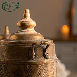 แจกันเหล็กสไตล์ชนบทพร้อมหูจับ แจกันดอกไม้สไตล์คลาสสิกสำหรับตกแต่งบ้าน - Product Image 5