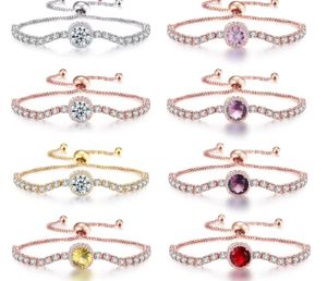Delicadas pulseras de piedra natal de cristal de colores para mujer, regalos de joyería, pulsera de tenis de circonita cúbica con micropavé de lujo CZ Iced Out - Product Image 1