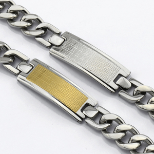 Offre Spéciale Cubain En Acier Inoxydable Bracelet <span class=keywords><strong>Gourmette</strong></span> avec Or Carte De Tordeur Marque - Product Image 3