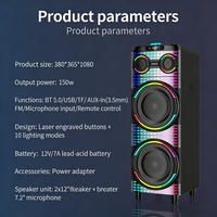 Haut-parleur portable 5.0 sans fil avec LED RGB, entrée AUX, sortie 100-300W, longue autonomie de la batterie pour utilisation en extérieur/intérieur