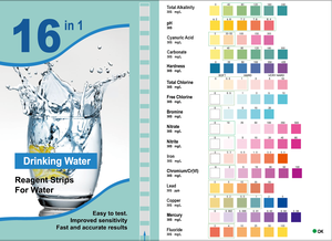 16 em 1 Água Potável Qualidade <span class=keywords><strong>Test</strong></span> Kit 100 Tiras Teste Piscina 16 Parâmetros de PH Nitrito Cloro Total - Product Image 3