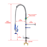 Robinet de pré-évier commercial classique de haute qualité en laiton et acier inoxydable 304, à montage sur plan pour évier de cuisine et atelier