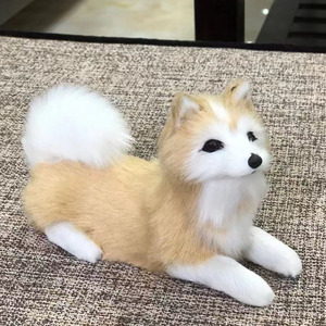 Hecho a mano sin relleno realista felpa piel Husky perro tumbado modelo alivio del estrés accesorio perro estatuilla para Linda decoración de escritorio - Product Image 6