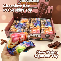 Jouet Squishy en PU en forme de barre de chocolat à motif marbré, jouet anti-stress à remontée lente, simulation de collation à presser, vente en gros