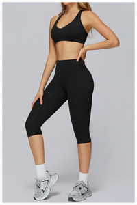 Completo Sportivo Trendy Due Pezzi, Reggiseno Sportivo Sexy ad Alto Impatto con Schiena Incrociata, <span class=keywords><strong>Leggings</strong></span> Capri <span class=keywords><strong>Sportivi</strong></span> da Donna 3/4 - Product Image 3