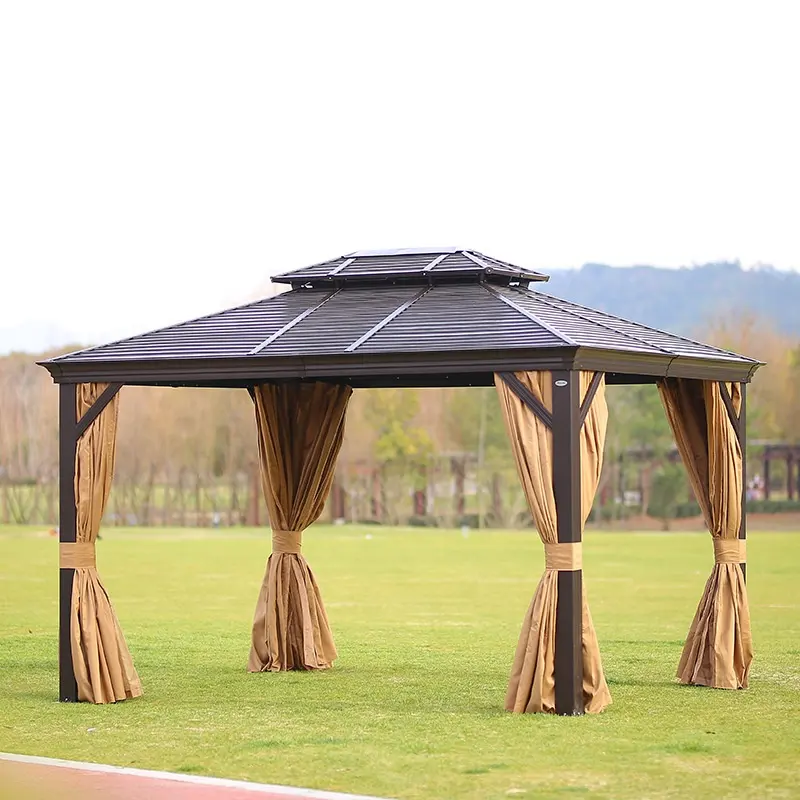 Luxe Aluminium Hardtop Tuinhuisje Hoge Kwaliteit Pergola Outdoor Pavilion Tuinhuisjes Tuin Dubbele Dak Pavilion