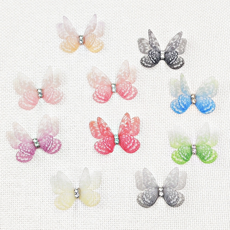 50pcs Vintage 3D Butterfly Lace Appliques With Pearls - Mix Color, 6.5x5.5cm, For Wedding Dresses & DIY Crafts