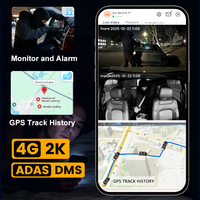 Cámara para Vehículo de 4 Canales 2K 4G con ADAS, DMS, BSD, Transmisión en Vivo, Monitoreo Remoto, IA, GPS, Tarjeta SIM 4G, DVR