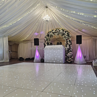 Système de plancher de danse modulaire blanc étoilé pour événements de mariage, fête, dalles de sol scintillantes