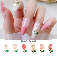 Hiasan Kuku 3D Bentuk Tulip dari Logam, Dekorasi Seni Kuku Bunga Mini, Aksesoris Kuku Floral untuk Manikur DIY
