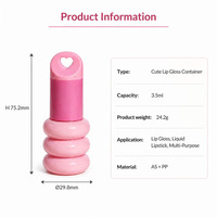 Tube de brillant à lèvres vide OEM personnalisé avec logo 2026, conteneur rose pour gloss à lèvres avec applicateur, vente en gros d'usine 3,5 ml