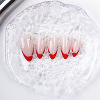 Offre Spéciale personnalisé rouge français fait à la main marque privée presse sur faux ongles de haute qualité faux ongles avec strass
