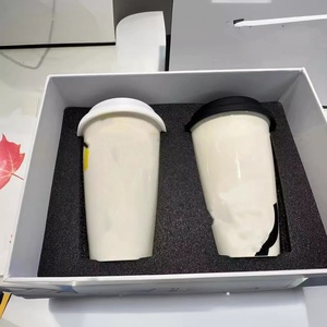 High-Grade White Coffee <b>Cups</b> with Double C Coffee Tea Ceramic Mug for gift - Product Image 1