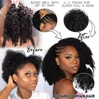 Extensions de cheveux humains bouclés crépus au crochet, boucles en boucle, nœuds au crochet, effet plumeux