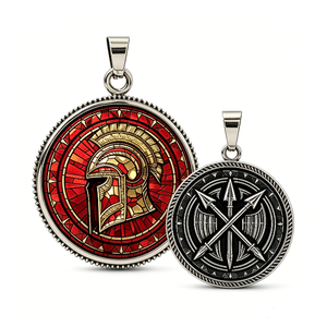 Colgante Circular de Aleación de Zinc Plateado con Esmalte, Diseño de Casco Romano, Temática Antigua, Medalla Coleccionable de Arte - Product Image 6