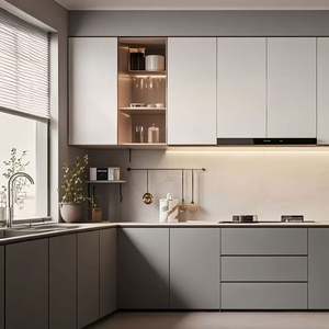 Mueble de Cocina Modular Moderno de Alta Gama, Madera Contrachapada Ecológica, Duradera e Impermeable, Isla de Cocina con Mesa de Comedor de una Sola Pieza, Personalizable - Product Image 5