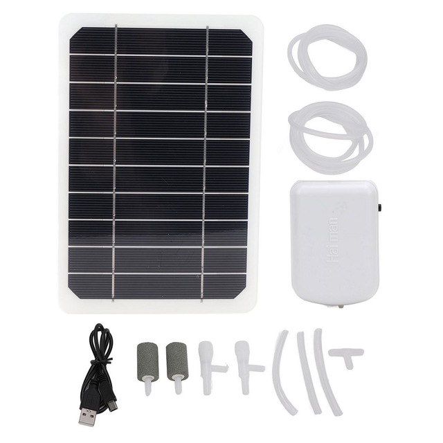 Solar Aerator Pump 5W Portable Oxygen Pump for Aquarium Fish Transport Outdoor Fishing Emergency Aeration
