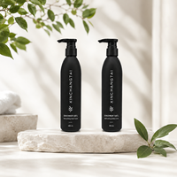 Flacon pompe distributeur de gel douche et nettoyant corporel en HDPE noir mat de 400 ml, rechargeable, cylindre fin, pour soins quotidiens rafraîchissants, spa à domicile
