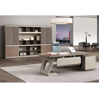 Meubles de bureau de direction modernes et luxueux, bureau de direction en forme de L convertible avec tiroir pour dossiers, pour l'espace de travail du PDG ou du directeur