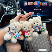 Porte-clés en peluche ours en peluche maillot d'équipe de football, pendentif mini ballon et sac, pour fans de stars de football, vente en gros