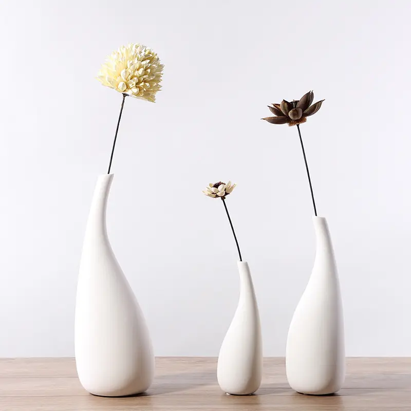 Florero creativo de cerámica blanca para decoración del hogar, florero de cerámica para regalo creativo, de estilo nórdico