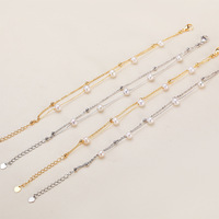 Bracelet HECATE double couche en perles rondes ciel étoilé, perles d'eau douce véritables 5MM, plaqué cuivre et or véritable
