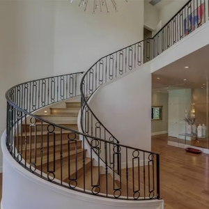 Foshan moderne intérieur Double hélice ronde <span class=keywords><strong>escalier</strong></span> en colimaçon économique avec garde-corps en verre pour appartement décoratif métal fer acier - Product Image 6