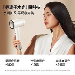 Sèche-cheveux Moido S1 avec moteur DC, ionique, pour soins capillaires à domicile, finition blanc brillant et poudre dorée - Product Image 3