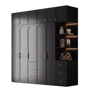 Armoire en bois noir minimaliste moderne, écologique, à forte capacité de charge, simple, <span class=keywords><strong>petit</strong></span> appartement, luxe léger, chambre à coucher, économique - Product Image 4