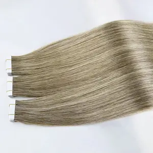 더블 그린 유럽 도매 원시 테이프 확장 보이지 않는 표피 정렬 레미 테이프 머리 확장 100% 인간의 머리카락