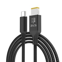 Cable de alimentación para cargador USB C PD de 135W, Cable de conversión de puerto cuadrado a punta delgada tipo C, adecuado para ordenador portátil Lenovo Legion Y7000