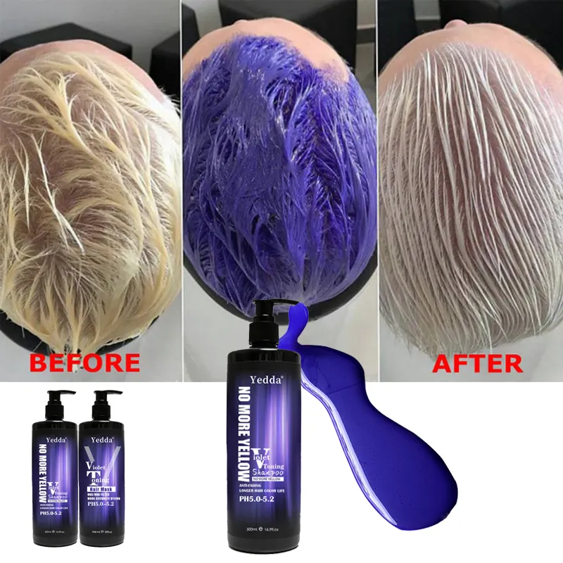 Private Label Natural Organic Hair Anti- Brassy Dye Color Treatment Silver Purple Hair Shampoo