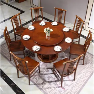 New popular Solid Wood Rotating Dining Table with chairs combination bjflamingo living room furniture set