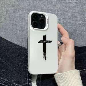 Coque de téléphone PC plaquée argent avec croix imprimée Faith, compatible avec iPhone <span class=keywords><strong>Xr</strong></span> Xs 11 12 13 14 15 16 Pro 17 Nouvelle Édition - Product Image 3
