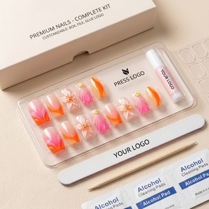 Lot de 30 faux ongles réutilisables, motif floral tropical 3D, vente en gros, logo personnalisé, pointes d'ongles en ABS pour doigts, imperméables - Product Image 2