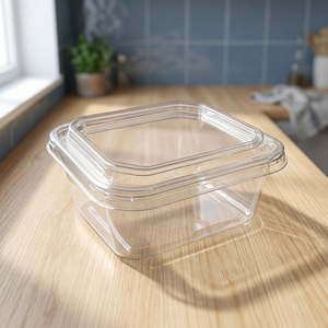 Crystal-<b>clear</b> Recyclable PET Square <b>Container</b> 8 OZ / 230 ML Capacity 115115 Range Wholesale for Deli Meal Prep - Product Image 1