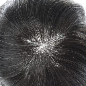 <b>Men</b> 100% Remy Human Hair Full Lace Toupee Center Part Straight Indian Hair Bleached Knots - Product Image 3