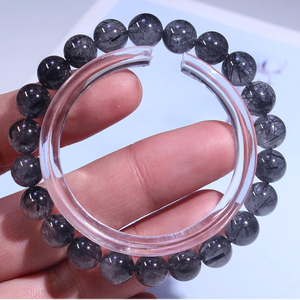 <span class=keywords><strong>Bracelet</strong></span> en cristal naturel de cheveux noirs pour hommes et femmes cristal de tourmaline noire brésilienne cristal de titane - Product Image 6