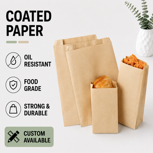 Bolsas de papel kraft personalizadas para alimentos, bolsas para llevar pan de panadería, bolsas de papel kraft resistentes al aceite, bolsas de papel con base cuadrada - Product Image 1