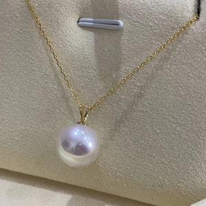 Collier pour femme en or 18 carats Zhuji avec pendentif en perle d'eau douce à forte luminosité, extrêmement impeccable, ornement de luxe Edison - Product Image 1