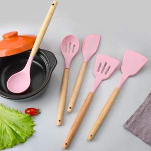 Custom Wholesale 19 Kitchenware <b>Set</b> <b>Silicone</b> <b>Utensil</b> Cuttings Board Storage Wooden Handle Bucket Knife Non Stick Kitchenware <b>Set</b> - Product Image 3