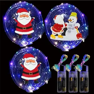 Direto da fábrica Papai Noel Natal Impresso Látex Bobo Balão Claro LED Luz Bolha Balão Partido Decorativo